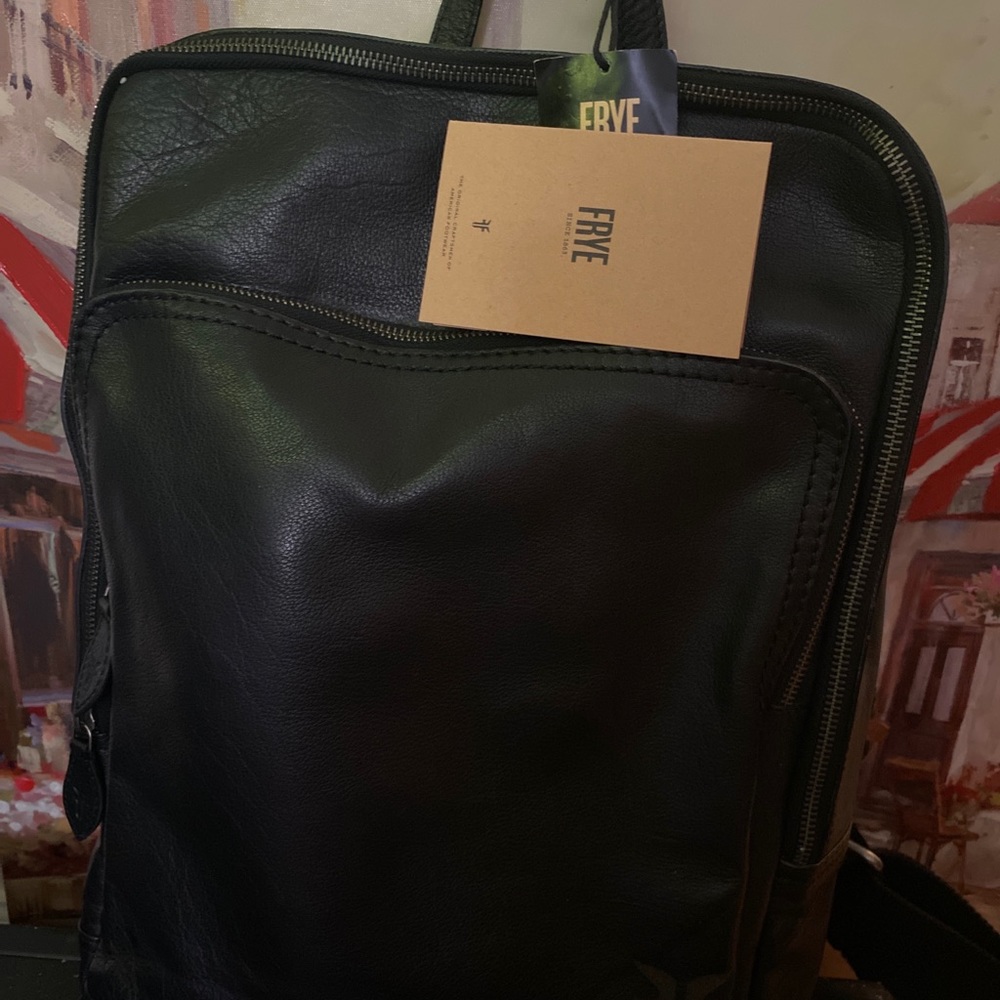 FRYE etched leather black backpack from Nordstroms with tags still attached